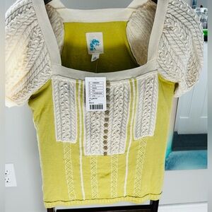 NWT Anthropologie mixed material top
